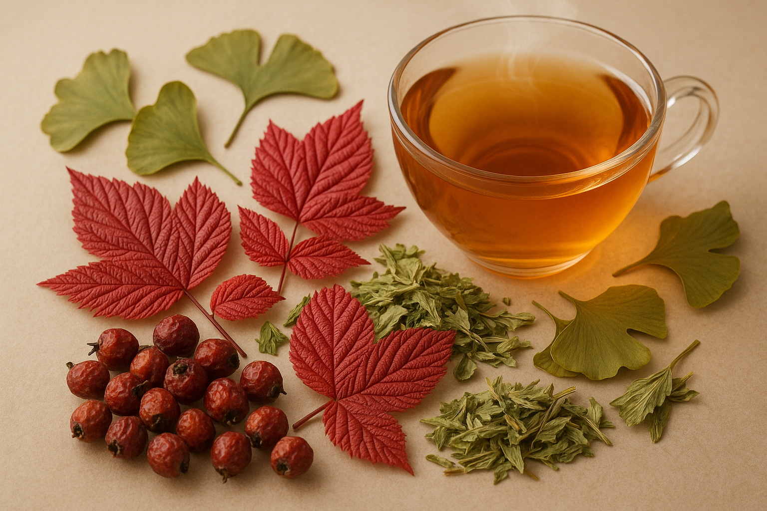 hawthorne, red raspberry and ginkgo tea