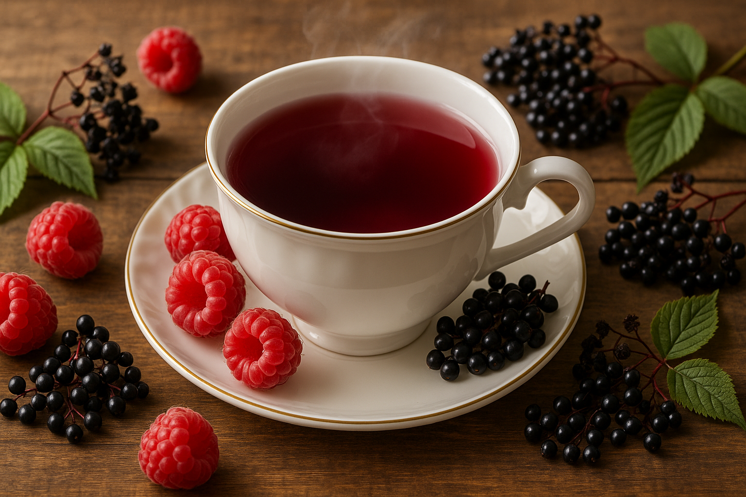red raspberry and elderberry tea